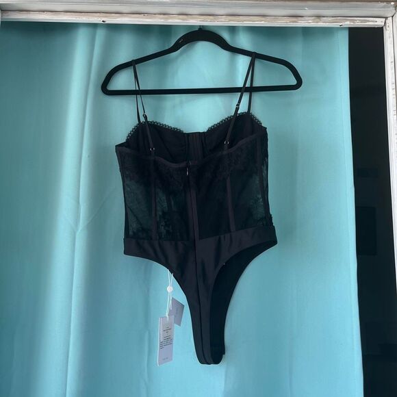 NWT Cami NYC Riona Lace Mesh Corset Bodysuit in Black Sz 4 - Picture 2 of 7